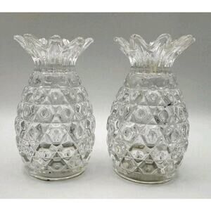 Shannon Crystal By Godinger Pineapple Salt & Pepper Shaker Set Vtg